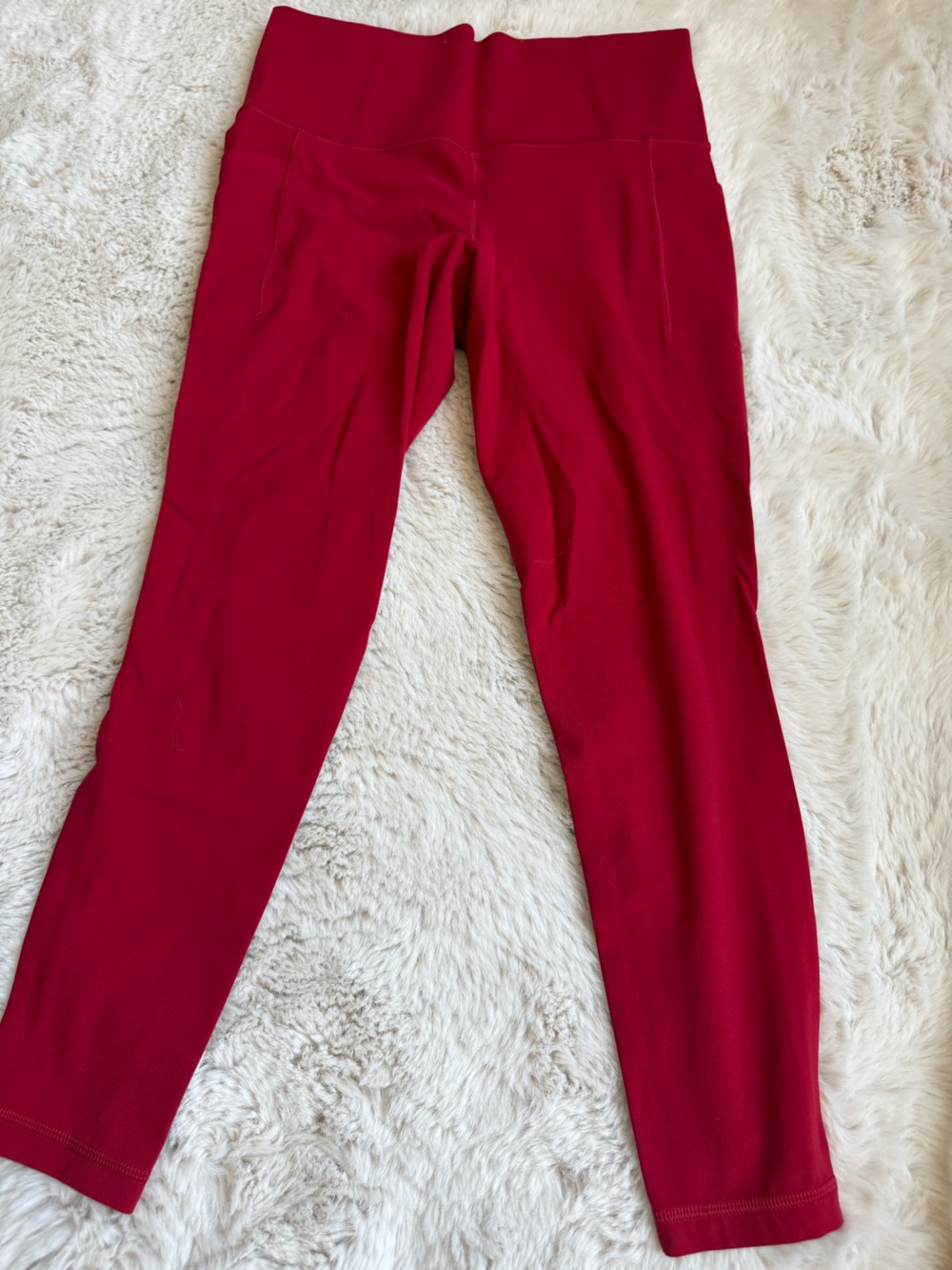 Athleta High-Waist Red Active Leggings and Crop Top Bra Set Small